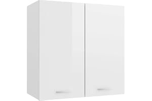 Gecheer Kitchen Cabinet Kitchen Storage Cupboard Unit Hanging Cabinet High Gloss White 60x31x60 cm Engineered Wood