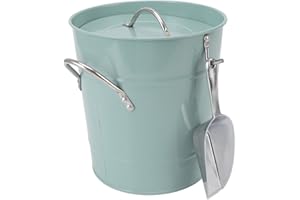 GREENSEN Secchiello per il Ghiaccio con Coperchio e Paletta Ghiaccio Secchio Termico Ghiaccio a Doppia Parete Secchiello Portaghiaccio per Champagne o Vino 19,5 x 20,5 x 16 cm Blu