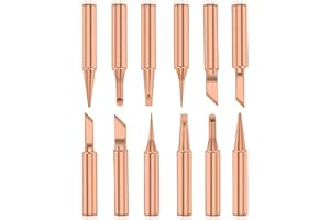 Treki 12PCS Pannes à Souder Cuivre Pur Pointe de Fer à Souder Sans Plomb 900M-T Outil de Soudage pour Station de Soudure Pour Radio Shack Yihua Hakko Atten Quick Aoyue