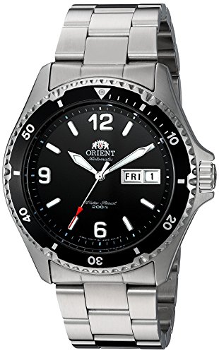 Orient Mako II AA02001B Armbanduhr mit schwarzem Zifferblatt, automatisch, mit Edelstahl-Armband Orient Mako II AA02001B Armbanduhr mit schwarzem Zifferblatt, automatisch, mit Edelstahl-Armband