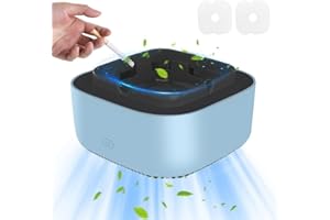 DVONE Cendrier Sans Fumée,Cendrier Purificateur avec 2 Tampons Filtrants de Remplacement, Aspiration Ionique Négative Enveloppante à 360 Degrés, Fonction de Minuterie d'arrêt Automatique, pour Maison