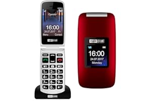 Maxcom Mm824 Rojo Móvil Senior Tipo Concha 2.4'' Y 1.44'' Cámara 2mp Botón SOS Radio Fm Ranura Microsd