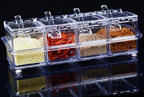 Seasoning Box Set Condiment Spice Jar Crystal 4 Grid Combination Polystyrene Material