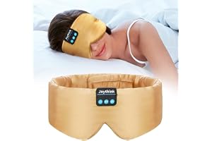 Joythink sömnhörlurar Bluetooth sovmask silke pannband hörlurar bluetooth ögonmask för att sova på sidan mörkläggning mjuk sömn hörlurar musik barn ögon skydd champagne