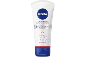 NIVEA Crème mains 3 en 1 Repair Peaux Très Sèches & Rugueuses (1 x 75 ml), soin mains hydratant formule riche et non grasse, crème hydratante réparatrice au Dexpanthenol