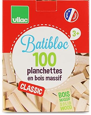 Vilac 2135 - Jeu de Construction - Batibloc - Petit Bâtisseur Naturel - 100 Pièces - Hêtre Massif du Jura