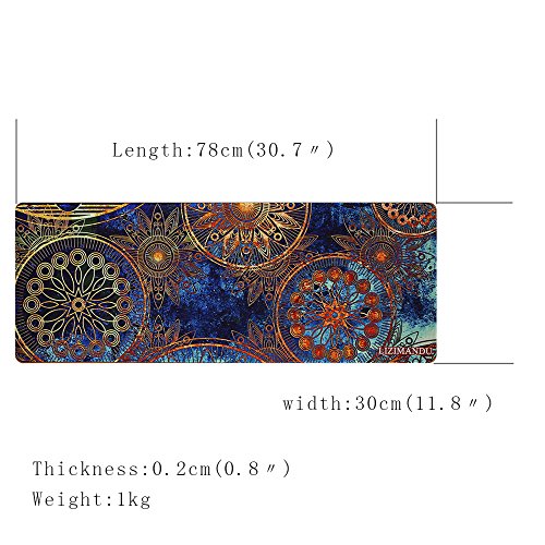 Lizimandu XXL Gaming Mauspad,Wasserdicht Control Gaming und Office Extended Mouse Pad, Abmessung 800x300x2mm,Rubber Base mit Anti-Rutsch-Funktion für Computer Schreibtisch Briefpapier Zubehör Mause Pads 31.5“×11.8“(Blaue Blume/Blue Flower) - 3