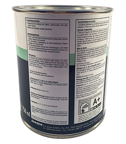 Jansen AQUA Fliesenlack Weiß Seidenmatt 750ml (750ml, weiß) - 2