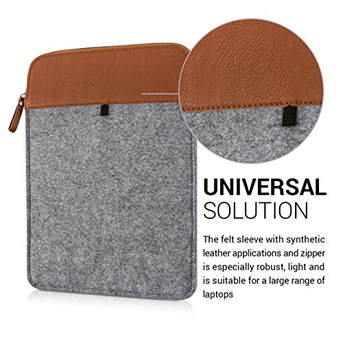 kwmobile Laptoptasche Filz Sleeve für 12,5″ 13″ 13,3″ Laptop / Ultrabook – Notebook Tasche Schutzhülle Laptop Case Hülle in Grau Braun Innenmaße: ca. 36 x 26 cm - 3