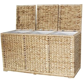 Wäschekorb Wäschesortierer 3 Fächer Wäschesammler aus Wasserhyazinthe