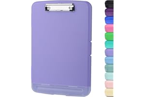 ZCZN Porte-Bloc A4 avec Pince, Planche à Pince Étanche de Rangement, Avec Compartiment à Stylo Séparé, Idéal pour l'École, le Bureau Industriel, Écriture Feuilles - Violet Clair