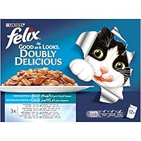 Purina Felix Doubly Delicious Fish Selection in Jelly Wet Cat Food Box 100g (12 Pouches)