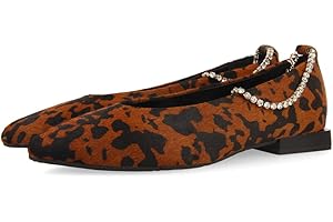 GIOSEPPO Bailarinas de Leopardo en Piel con Pulsera de Cristales Ajustable para Mujer Winkler