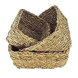 MATERIAL: Seegras Flechtwaren Fairtrade 3ER Set FLECHTKOERBE SEEGRAS Natur QUADRATISCH - Obst Regal DEKO Korb - Handarbeit - FAIR Trade