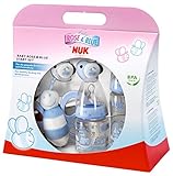 NUK Baby Startset mit zwei Trinkflaschen, zwei Beruhigungssaugern und einer Schmetterlingsrassel