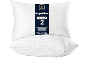 SK Stores 2 Pack Hotel Quality Stripe Pillows Bounce Back Side Sleeper Bed Pillow High Resilience & Anti Dust Mite Premium Hollowfibre Filled Hotel Pillows (Standard Size 74cm x 48cm)