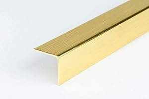 Silver Gold Effect Plastic PVC Corner 20x10mm -1 Meter Angle Trim Wall Edge Protector TMW Profiles (Brushed Gold)
