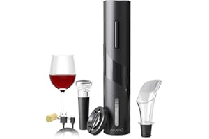 AIKARO - Abrebotellas de vino eléctrico Sacacorchos electrónico automático, Recargable (Juego)