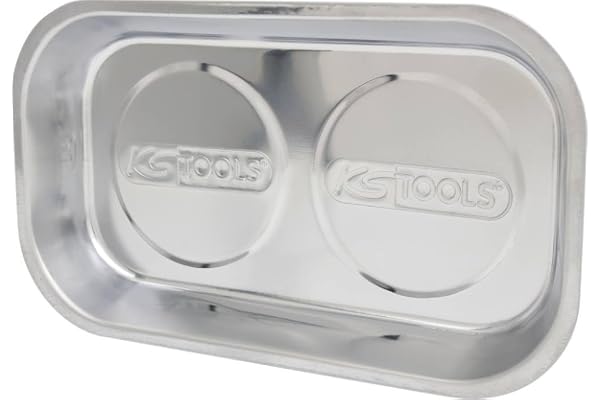 KS TOOLS 800.0151 - Plateau magnétique polie, 140 x 240 mm - Pour préserver les vis et autres petites pièces métalliques - Aimant gainé en caoutchouc - En Inox