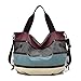 Produktbild Damen Leinwand Handtasche Schultertasche Henkeltaschen Umhängetasche Hobo Shopper Tasche Tragetasche Strandtasche Schulranzen. (Bluestitching)