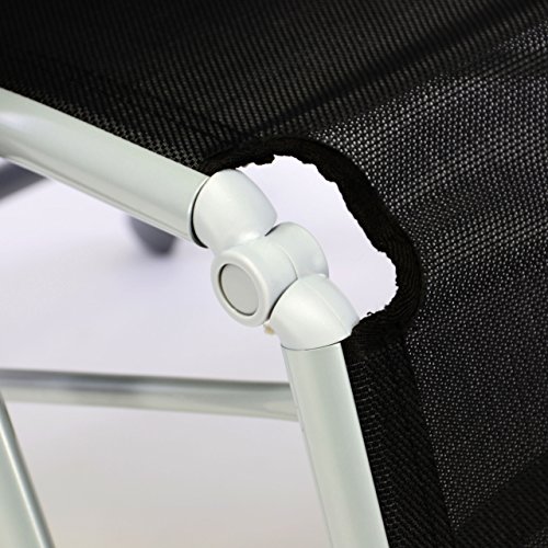 Nexos ZGC34464 Stuhl Liegestuhl Klappstuhl mit Fußstütze für Garten Terrasse, aus Aluminium Textilene, schwarz silber – Bild 3