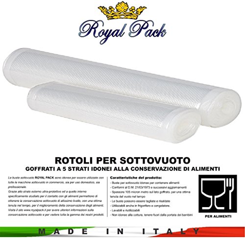 spécifications ROYAL PACK Rouleaux sous vide gaufrés pour appareil de mise sous vide de toutes les marques 20x600 2 rouleaux