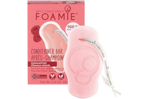 Foamie Après Shampoing solide pour cheveux colorés à l'huile de framboise qui apporte d'éclat - Après shampoing cheveux colorés sans sulfates vegan 80g