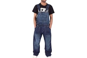 Huateng Hombre Denim Bib Overoles Peto de Trabajo Dungaree Jeans Jumpsuits