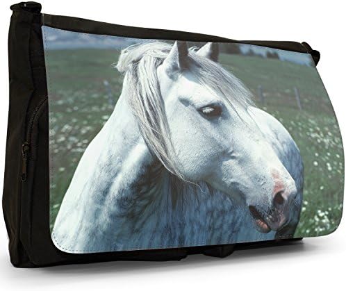 Portrait Of Arabian Horse Black Large Messenger School Bag