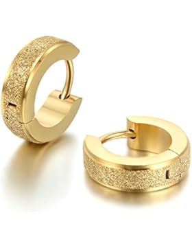 JewelryWe Schmuck Herren Damen Ohrringe, Edelstahl, Sandgestrahlt Creolen Hoop Huggie Ohrstecker, Silber Schwarz...