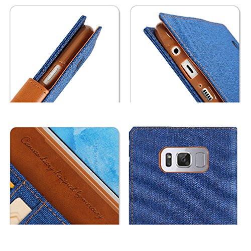 Funda Samsung Galaxy S8 Plus G955 REXANG Tel  fono m  vil conjuntos de lona   Lona  TPU   TPU Silicona Case Interna Suave Soporte Plegable Ranuras para Tarjetas y Billetera Cierre Magn  tico  S8 PLUS  Negro 