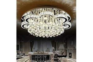 EUROTONDISPLAY Euroton lampa wisząca LED, kryształowa, 6019-80 cm, z pilotem zdalnego sterowania, rozmiar 80 cm, barwa światła: zimna biel, neutralna biel, wymienna, przezroczysta, luksusowa lampa sufitowa LED, A+