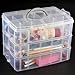 SODIAL(R) Cosmetic Makeup Storage Case Box Holder Organizer Container 3 Layers 30 Grids