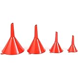 Magiin 4PCS Plastic Funnel Set Red Liquid Splitter Clear Oil Filter Funnel for Transfering Car Fuel, Motorcycle Fuel