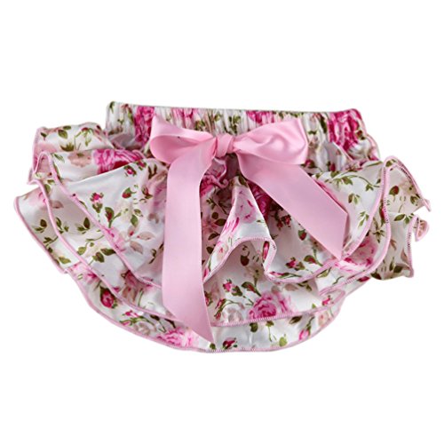 Wennikids Newborn Baby Christmas Satin baby ruffle bloomers Diaper Covers Small Pink Floral