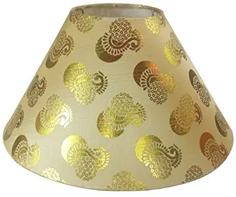 RDC 10 Round Cream with Golden Design Lamp Shade for Table Lamp