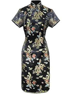 Blaues kurzes Chinesisches kleid qipao ärmelkurz von Größe 38 bis 48