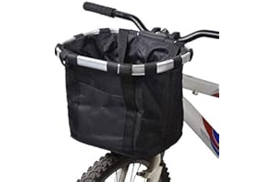 NOBRAND Cestello per bicicletta, portabebè pieghevole per cani di piccola taglia, cestino anteriore rimovibile per manubrio della bicicletta, fissaggio rapido e facile da installare, borsa da bicicletta