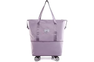 VIRIECH Borsa da viaggio pieghevole, espandibile, con ruote rimovibili, per sport e viaggi