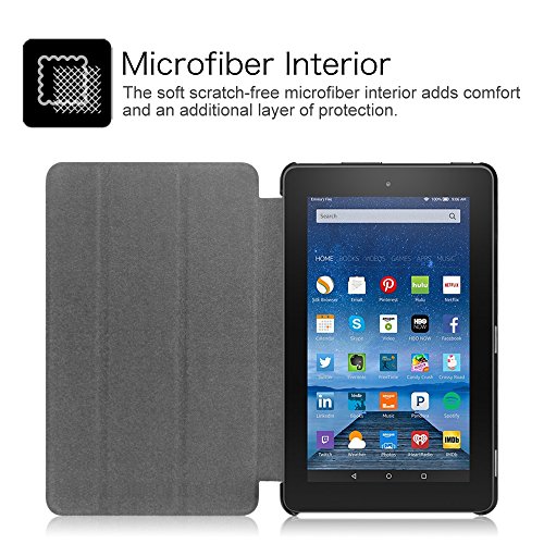 Fintie Fire 7 2015 Hülle – Ultra Slim Lightweight Schutzhülle Tasche Smart Shell Case mit Standfunktion für Amazon Fire 7 Zoll (5. Generation – 2015 Modell) Tablet, Grün - 2
