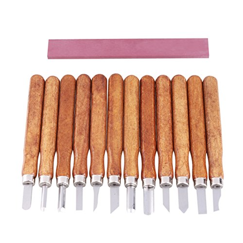 K.MAX handgefertigt Holzschnitzwerkzeug Holz Craft stechbeiteln Tranchiermesser, handgefertigt für Skulptur Diy Griff Wax Carving Keramik – 12 Pieces - 5