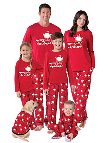 Perfectii Famille Pyjamas De Noël Ensemble, Santa Manches Longues Vêtements De Nuit Homewear Family Assorties Chemise Rouge