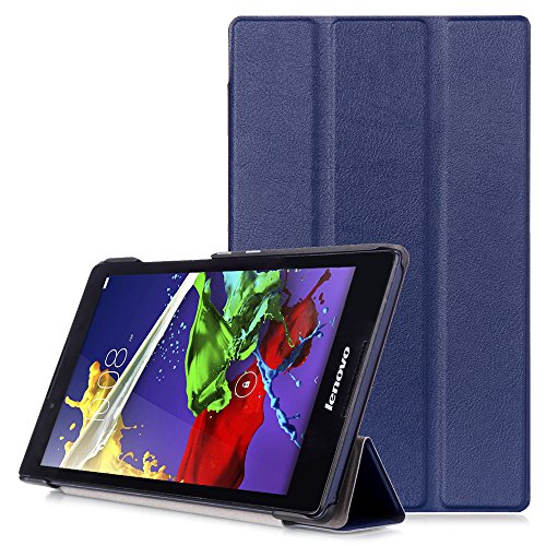 Lenovo Tab3 8 / Tab 2 A8-50 Hülle - Ultra Dünn und Leicht PU Leder Schutzhülle mit Standfunktion für Lenovo Tab 3 8 (TB3-850F / TB3-850M) / Tab 2 A8-50 8,0 Zoll Tablet, Dunkelblau