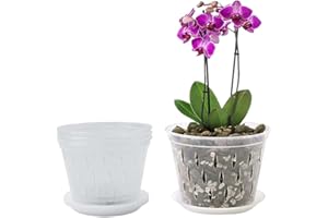 EYCCIER 4pcs Pot Transparent D'OrchidéE En Plastique Avec Trous Et Plateaux De Drainage Pottes De PéPinièRe OrchidéE Planter Pot Home Decoration
