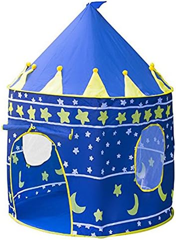 Kashine Kids Prince Playhouse Children Boys Castle Tent Indoor or Outdoor, Great for Backyard, Play Areas, Garden Includes Portable Carry Bag and Foldable for Travel (Blue)