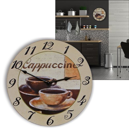 Wanduhr Cappuccino " Italienische Impressionen 2 Cappuccino Tassen " Trendige Küchenuhr Modernes Design Kaffee ALSS Collection