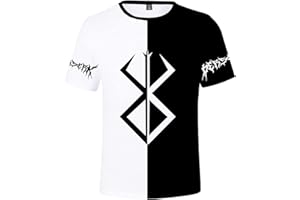 JIMINHOPE Anime Berserk Camiseta Guts Blusa de Manga Corta Impresa 3D Blusa Suelta con Cuello Redondo