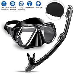 Charlemain Masque De Plongée,Masque Snorkeling Vue Panoramique HD avec Tuba Plongée,Professionnel Anti-Buée Et Anti-Fuite,Ajustable Masque Plongee pour Adultes