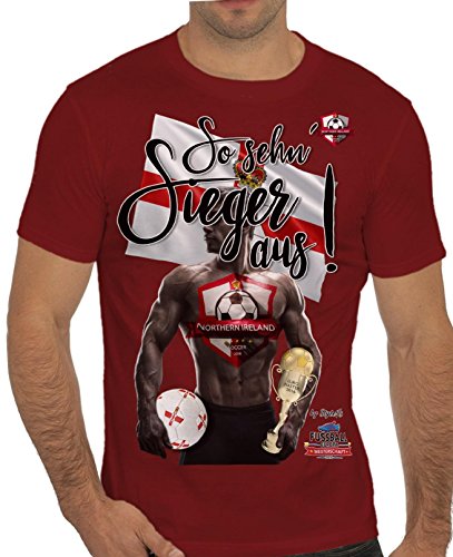 Stylotex Slimfit Fashion T-Shirt So sehn Sieger aus Guy Nord Irland Northern Ireland, Farbe:rot;Größe:XL