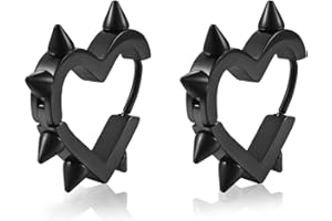 Irikdescia Czarne gotyckie kolczyki, kolczyki w kształcie serca, punk-rockowe, czarne nity Y2k, kolczyki damskie, drobny prezent dla kobiet i dziewcząt